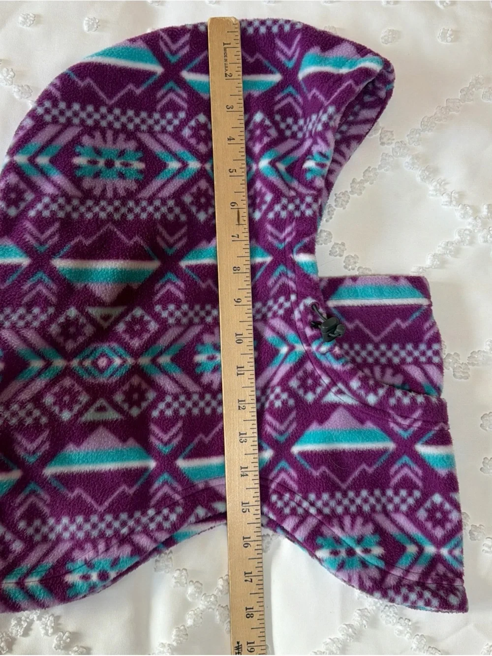 Columbia CSC Fleece Balaclava Hood Purple/Teal L/XL Aztec Geometric Ski Snow